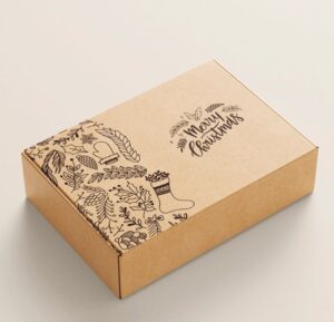 Pudełko Merry Christmas brązowe 25x20x10cm